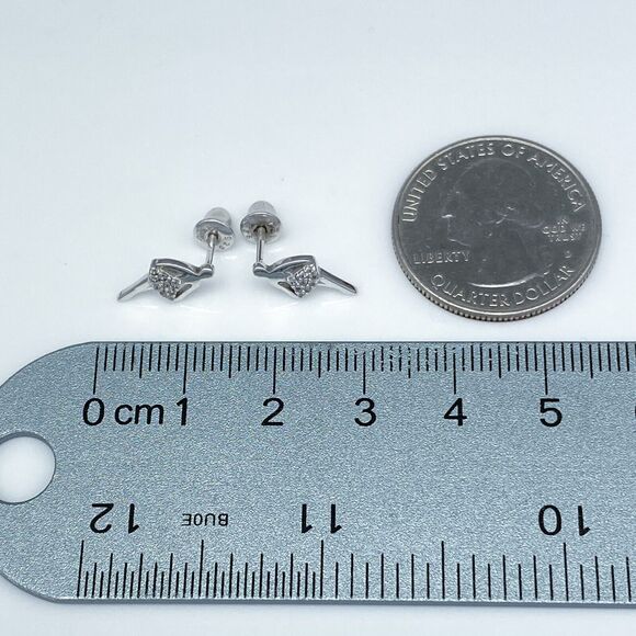 Ballerina Dancer Girl Rhinestone Tutu Stud Earrings | Vintage Sterling 925 - Picture 6 of 6